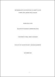 Determinants of intention to adopt cloud computing among Malaysians ...